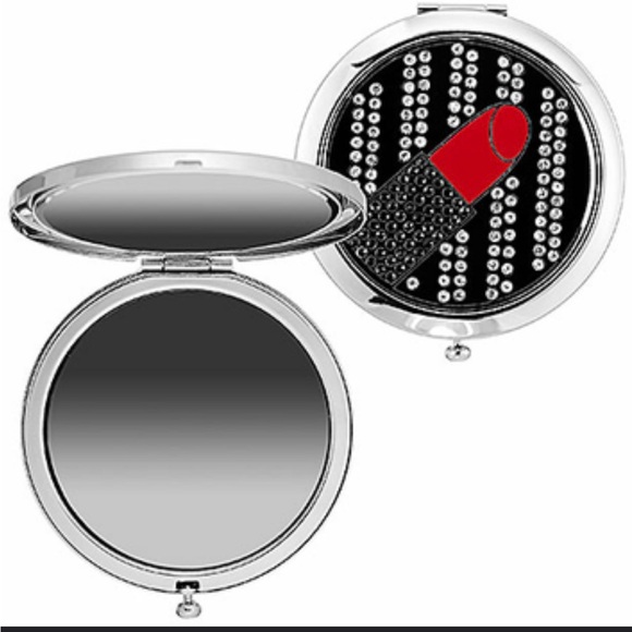 Silver & Red Lipstick 💄 Compact Mirror - Picture 2 of 5